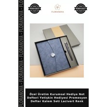 Floranova Özel Üretim Kurumsal Hediye Not Defteri Yetişkin Hediyesi Promosyon Defter Kalem Seti Lacivert Renk