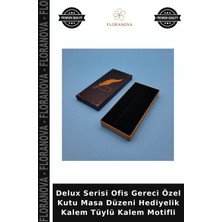 Floranova Delux Serisi Ofis Gereci Özel Kutu Masa Düzeni Hediyelik Kalem Tüylü Kalem Motifli