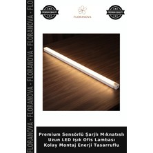 Floranova Premium Sensörlü Şarjlı Mıknatıslı Uzun LED Işık Ofis Lambası Kolay Montaj Enerji Tasarruflu
