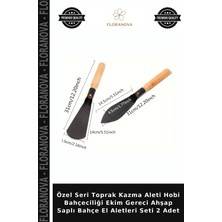 Floranova Özel Seri Toprak Kazma Aleti Hobi Bahçeciliği Ekim Gereci Ahşap Saplı Bahçe El Aletleri Seti 2 Adet