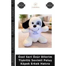 Floranova Özel Seri Özür Dilerim Tişörtlü Sevimli Peluş Köpek Erkek Hatıra