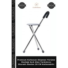 Floranova Premium Kullanışlı Ekipman Yürüme Desteği Açık Alan Yardımcısı Oturaklı Baston 20 cm Katlanabilir