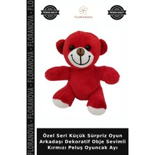 Floranova Özel Seri Küçük Sürpriz Oyun Arkadaşı Dekoratif Obje Sevimli Kırmızı Peluş Oyuncak Ayı