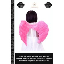 Floranova Pembe Renk Bebek Boy Küçük Melek Kanadı 40X55 cm Parti Eşyası Kutlama Objesi Kostüm Parçası