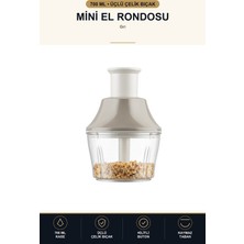 Viracasa Basmalı Mini El Rondosu 700 ml Manuel Doğrayıcı Üçlü Çelik Bıçaklı Soğan Sarımsak Gri