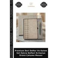 Floranova Premium Deri Defter ve Kalem Set Hatıra Defteri Kırtasiye Ürünü Çalışma Masası
