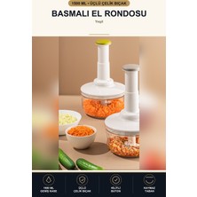 Viracasa Basmalı El Rondosu 1500 ml Manuel Doğrayıcı Üçlü Çelik Bıçaklı Kilitli Soğan Yeşil