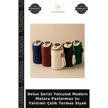 Floranova Delux Serisi Yolculuk Modern Matara Paslanmaz Isı Yalıtımlı Çelik Termos Siyah