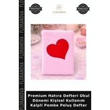 Floranova Premium Hatıra Defteri Okul Dönemi Kişisel Kullanım Kalpli Pembe Peluş Defter