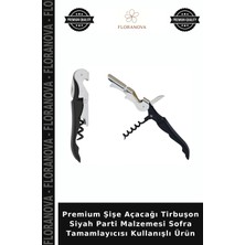 Floranova Premium Şişe Açacağı Tirbuşon Siyah Parti Malzemesi Sofra Tamamlayıcısı Kullanışlı Ürün