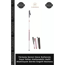 Floranova Yürüyüş Gereci Gece Kullanımı Yaya Yolları Katlanabilir Hafif Alüminyum Görme Engelli Bastonu