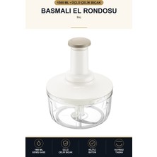 Viracasa Basmalı El Rondosu 1500 ml Manuel Doğrayıcı Üçlü Çelik Bıçaklı Kilitli Soğan Doğrayıcı Bej