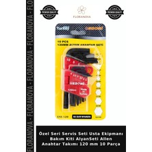 Floranova Özel Seri Servis Seti Usta Ekipmanı Bakım Kiti Alyanseti Allen Anahtar Takımı 120 mm 10 Parça