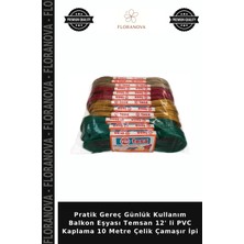 Floranova Pratik Gereç Günlük Kullanım Balkon Eşyası Temsan 12' Li Pvc Kaplama 10 Metre Çelik Çamaşır Ipi