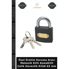 Floranova Özel Üretim Koruma Aracı Mekanik Kilit Asmakilit Çelik Güvenlik Kilidi 63 mm