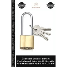 Floranova Özel Seri Güvenli Sistem Fonksiyonel Ürün Küçük Boyutlu Asmakilit Uzun Asma Kilit 25 mm