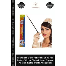 Floranova Premium Dekoratif Unsur Farklı Detay Vitrin Objesi Uzun Sigara Ağızlık Retro Parti Aksesuarı