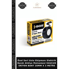 Floranova Özel Seri Usta Ekipmanı Elektrik Bandı Atölye Malzemesi Kauçuk Eriyen Bant 20MM x 3 Metre