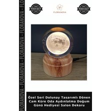 Floranova Özel Seri Dolunay Tasarımlı Dönen Cam Küre Oda Aydınlatma Doğum Günü Hediyesi Salon Dekoru