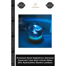 Floranova Premium Renk Değiştiren Astronot Tasarımlı Cam Küre Çocuk Odası Ofis Aydınlatma Okuma Lambası