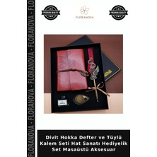 Floranova Divit Hokka Defter ve Tüylü Kalem Seti Hat Sanatı Hediyelik Set Masaüstü Aksesuar