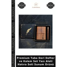 Floranova Premium Taba Deri Defter ve Kalem Set Yazı Aleti Hatıra Seti Sunum Ürünü