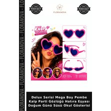 Floranova Delux Serisi Mega Boy Pembe Kalp Parti Gözlüğü Hatıra Eşyası Doğum Günü Süsü Okul Gösterisi