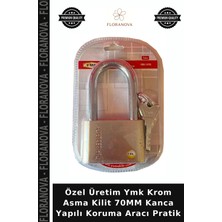 Floranova Özel Üretim Ymk Krom Asma Kilit 70MM Kanca Yapılı Koruma Aracı Pratik