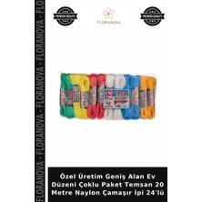 Floranova Özel Üretim Geniş Alan Ev Düzeni Çoklu Paket Temsan 20 Metre Naylon Çamaşır Ipi 24'lü
