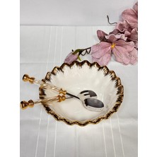 Meri Home Yuvarlak Salata Kasesi Sofya Stoneware Gold Kenarlı – 26 cm