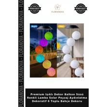 Floranova Premium Işıklı Dekor Balkon Süsü Renkli Lamba Solar Peyzaj Aydınlatma Dekoratif 6 Toplu Bahçe Dekoru