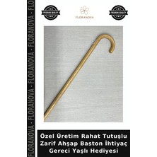 Floranova Özel Üretim Rahat Tutuşlu Zarif Ahşap Baston Ihtiyaç Gereci Yaşlı Hediyesi