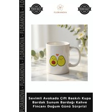 Floranova Sevimli Avokado Çift Baskılı Kupa Bardak Sunum Bardağı Kahve Fincanı Doğum Günü Sürprizi