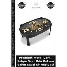 Floranova Premium Metal Çarklı Sehpa Saat Oda Dekoru Salon Saati Ev Hediyesi