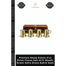 Floranova Premium Ahşap Kutulu 4'lü Pirinç Fincan Seti 4171 Misafir Ikramı Sofra Ürünü Kahve Saati