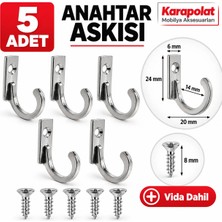 Karapolat Duvar Dolap Çekmece Kapı Anahtar Askı Anahtarlık Askısı (5 Adet)