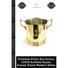 Floranova Premium Pirinç Buz Kovası 11019 Kutlama Eşyası Sunum Ürünü Modern Detay