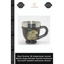 Floranova Özel Üretim 3D Kabartmalı Kartal Büstü Kupa Bardak Günlük Kullanım Kuvvetli Sembol Kullanışlı Nesne