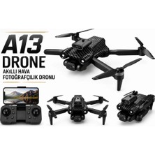 Özel A13 Drone 4K Hd Kameralı - Fırçasız Motor - Engel Algılama Sensörlü - Katlanabilir - Çift Kameralı - 360° Takla - Fpv Canlı Aktarım