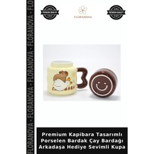 Floranova Premium Kapibara Tasarımlı Porselen Bardak Çay Bardağı Arkadaşa Hediye Sevimli Kupa