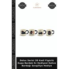 Floranova Delux Serisi 3D Kedi Figürlü Kupa Bardak Ev Hediyesi Kahve Bardağı Sevgiliye Hediye
