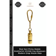 Floranova Özel Seri Pirinç Düdük Anahtarlık 15134A Cep Aksesuarı Modern Çizgi Küçük Obje