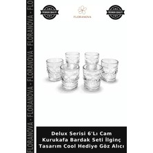 Floranova Delux Serisi 6'lı Cam Kurukafa Bardak Seti Ilginç Tasarım Cool Hediye Göz Alıcı
