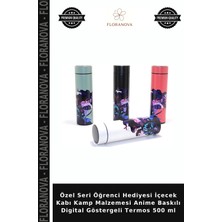 Floranova Özel Seri Öğrenci Hediyesi Içecek Kabı Kamp Malzemesi Anime Baskılı Digital Göstergeli Termos 500 ml