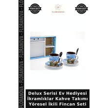 Floranova Delux Serisi Ev Hediyesi Ikramlıklar Kahve Takımı Yöresel Ikili Fincan Seti