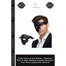 Floranova Siyah Yarım Erkek Maske – Phantom Parti & Balo Maskesi Gizemli Aksesuar Tarz Parça Ergonomik Tasarım