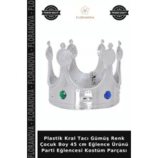 Floranova Plastik Kral Tacı Gümüş Renk Çocuk Boy 45 cm Eğlence Ürünü Parti Eğlencesi Kostüm Parçası
