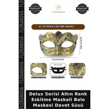 Floranova Delux Serisi Altın Renk Eskitme Maskeli Balo Maskesi Davet Süsü