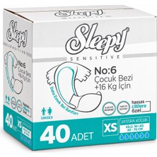 Sleepy Çocuk Bezi Bel Bantlı Xs - Extra Küçük - Ekstra Küçük 40 Adet (16+ kg Bel Ölçüsü 40-70 Cm)