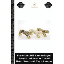 Floranova Premium Stil Tamamlayıcı Parıltılı Aksesuar Trend Ürün Swaroski Taşlı Leopar